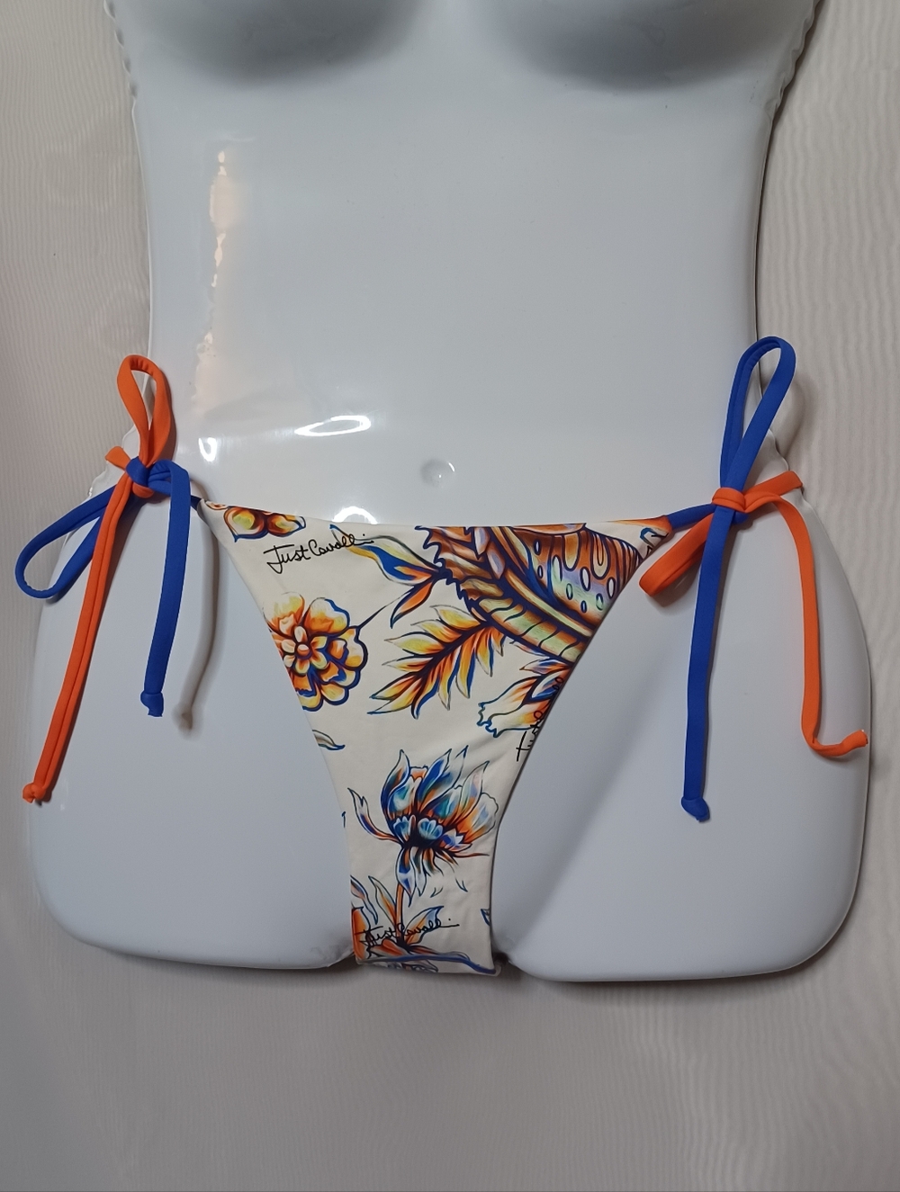 Just Cavalli White Multi-Color Beachwear Bikini Bottom Swimwear. Size S